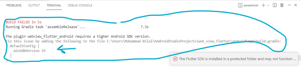 the plugin require higher android sdk version